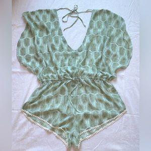 Francesca’s beach pool cover up romper palm print